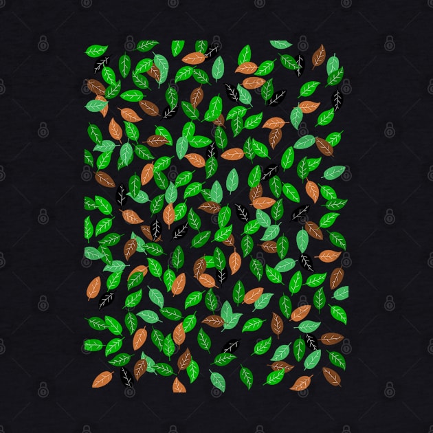 Green, black and brown leaves pattern by PrintsMatic